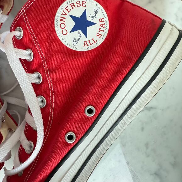 Converse Chuck Taylor All Star High Top Sneakers Red Canvas M9 / W11 - Picture 8 of 12